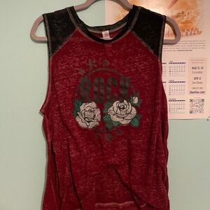 Women's Rock Graphic Tank Top - Red and Black